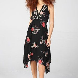NWT The King Kouture Black Floral Asymmetrical Dress size Small